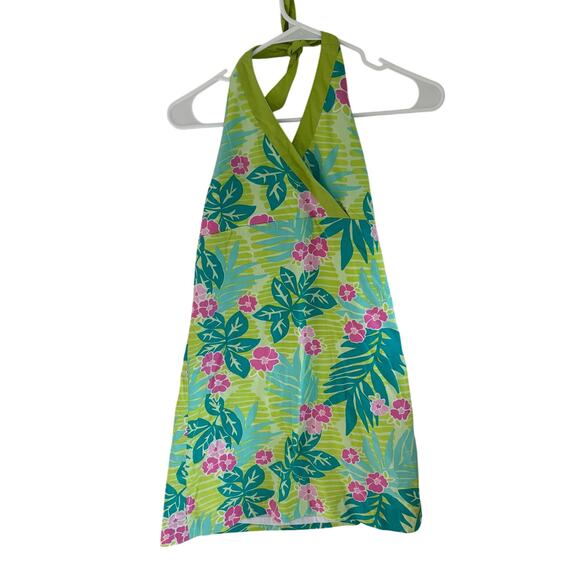 Vintage Lilly Pulitzer Girl's Halter Dress Hibiscus Palm Hawaiian Size 12 - Picture 1 of 8